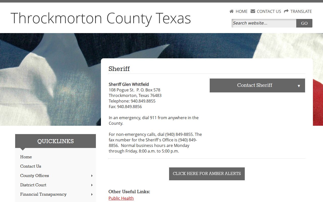 Throckmorton County arrest history sheriff office page