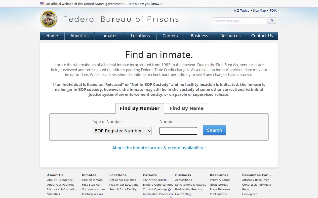 Throckmorton County arrest history federal BOP inmate locator