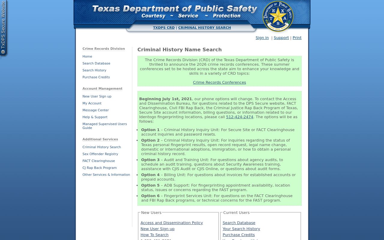 Throckmorton County criminal history Texas DPS name search