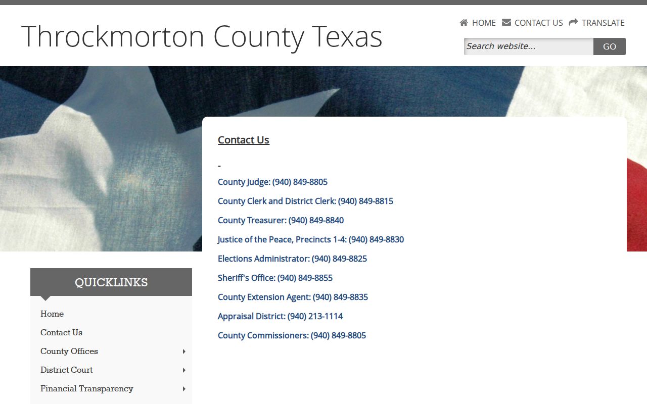 Throckmorton County criminal history courthouse contact directory