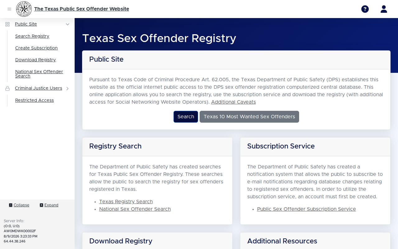 Texas registry search for a Throckmorton County sex offender check