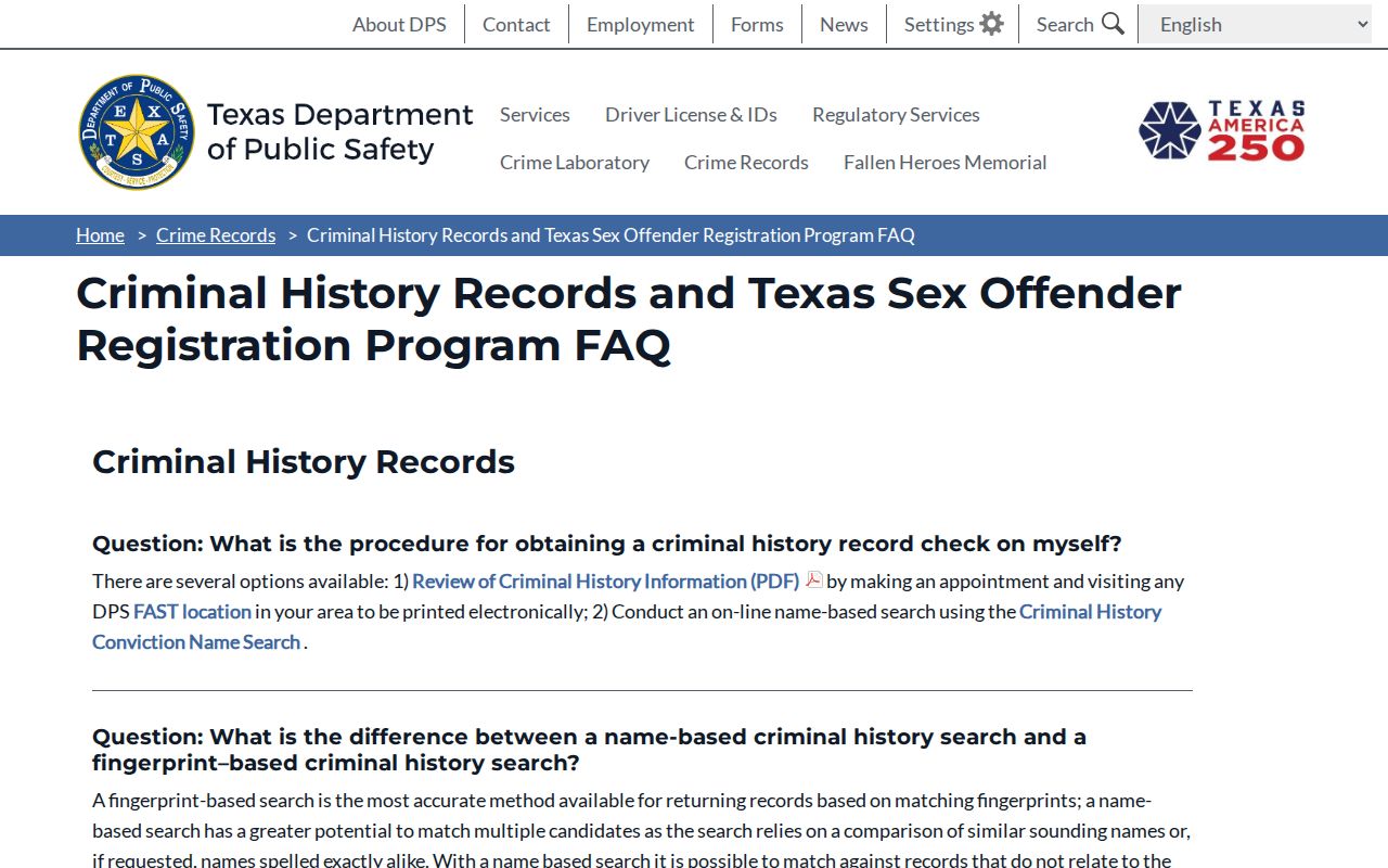 Texas DPS risk and duration information for Throckmorton County sex offender records