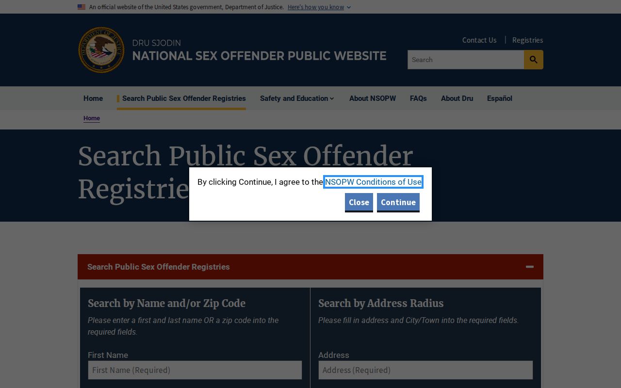 NSOPW national search used with Throckmorton County sex offender records