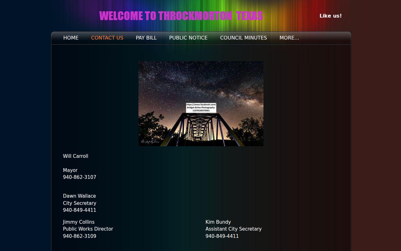 Town contacts for a Throckmorton criminal record search